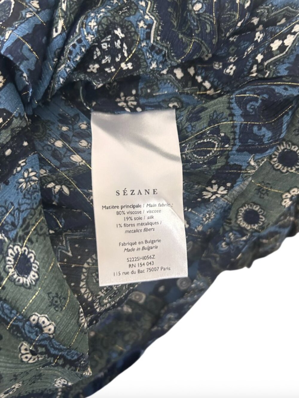 SEZANE TIANNA SHIRT ARIZONA BLUE 2 - Picture 8 of 9
